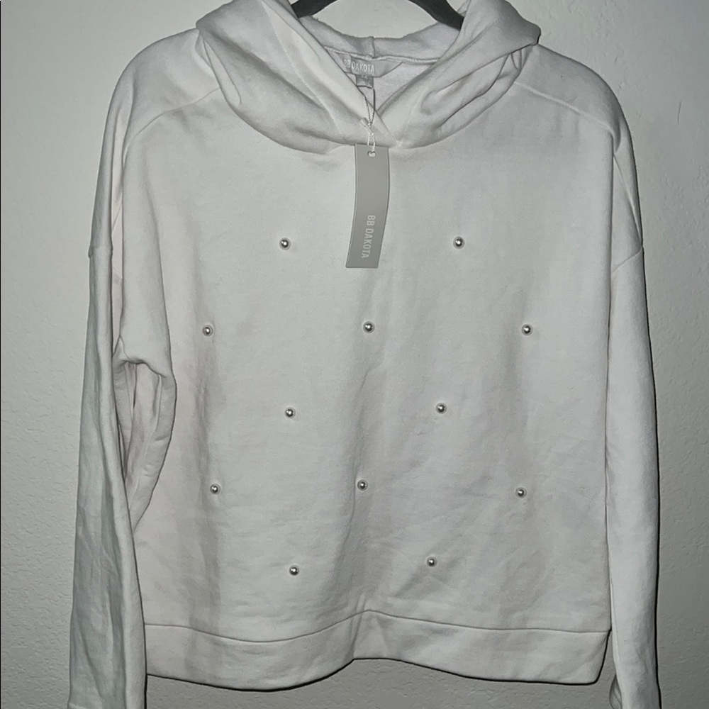 BB Dakota White Pearl-Embellished Sweater